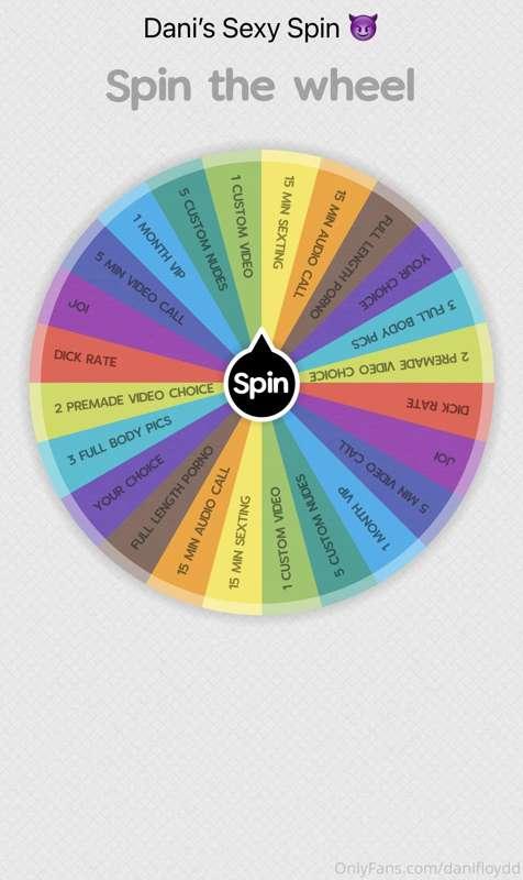😈💦💋
$6 - 1 spin 
$8 - 2 spins 
$15 - 5 spins
