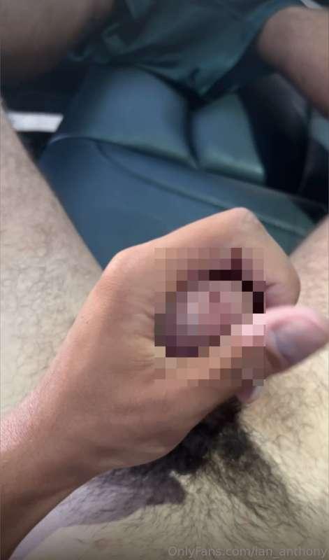 alone in my car, cock already hard and throbbing under my cl..