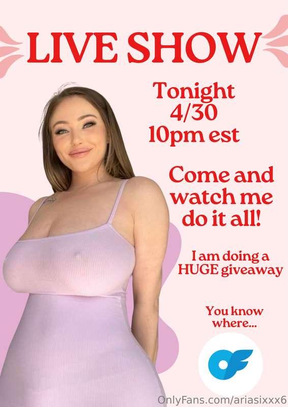 Don't miss my *LIVE SHOW* tonight baby😏