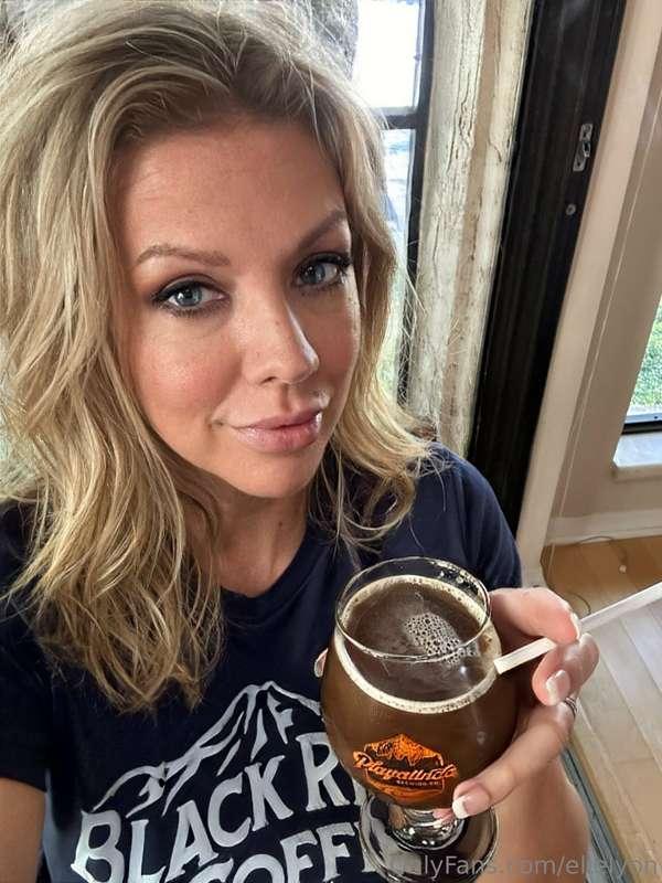 A brunch cocktail -- espresso martini -- but in a beer glass..