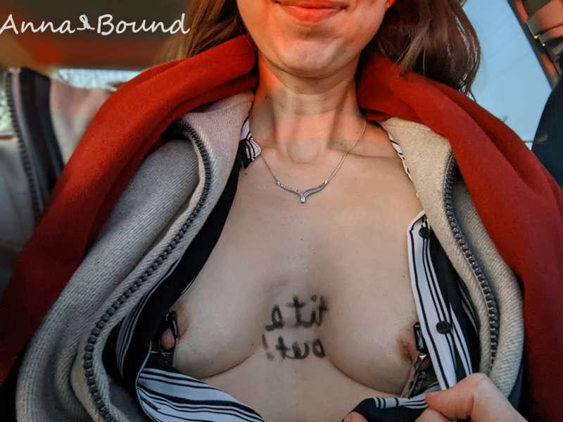 Ownership challenge: running errands with my tits out...