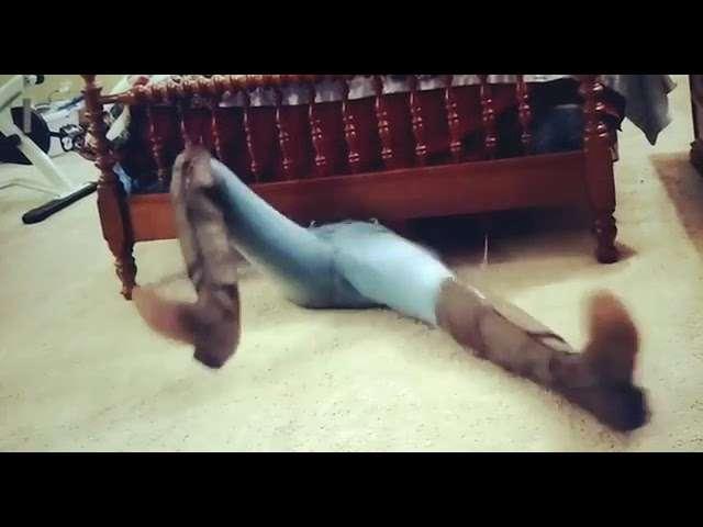 Old video of me Stuck Under bed in tight jeans!