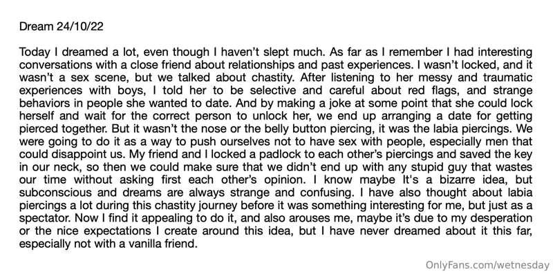 Today's dream about chastity labia piercings🔒🔒