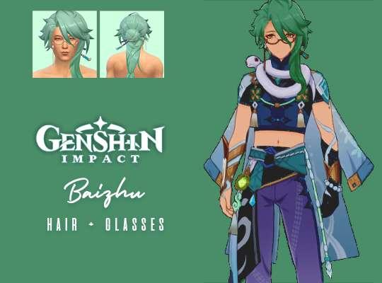 Baizhu Hair & Glasses (Genshin Impact)