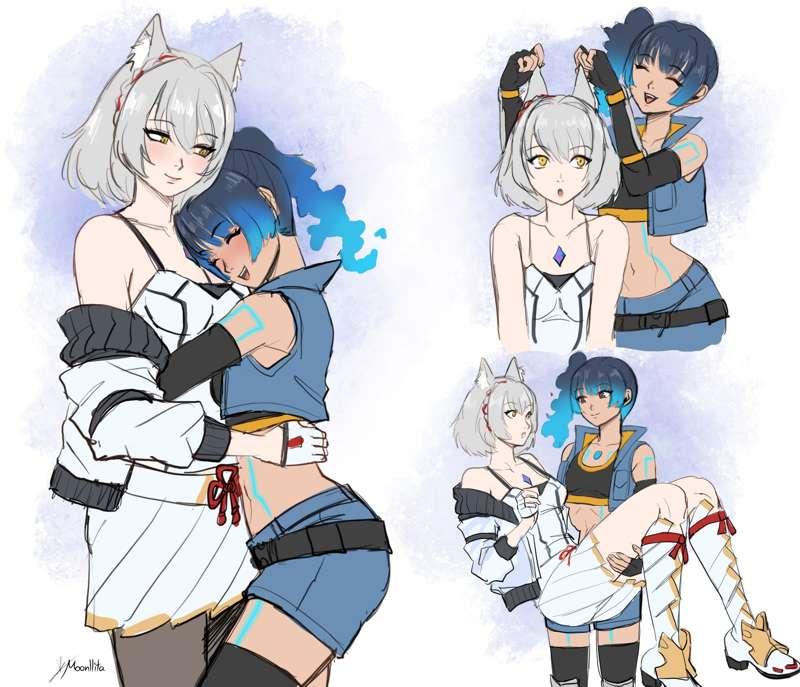 Mio and Sena (doodles sheet)