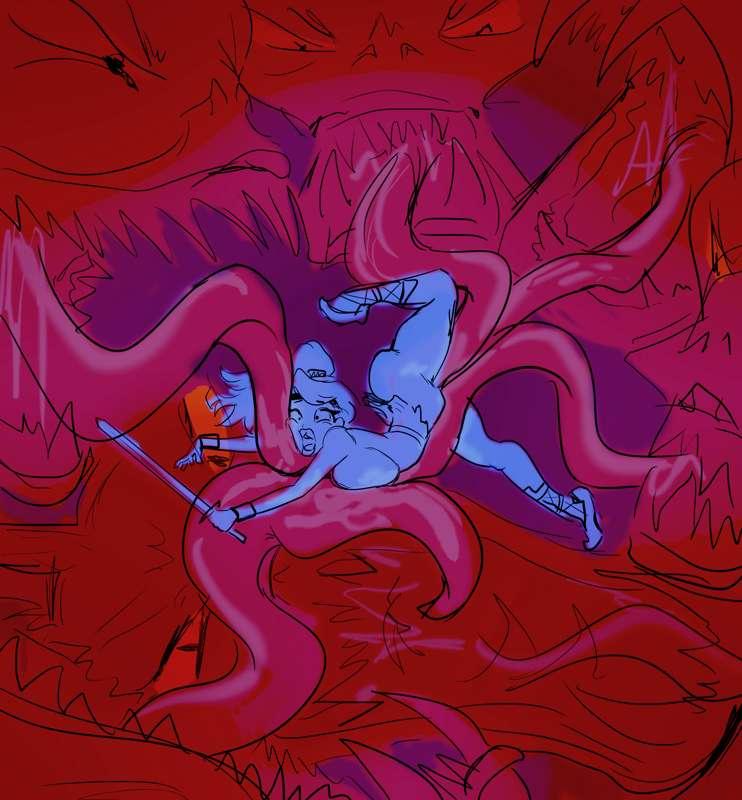 commission WIP: Kitti vs. the hydra