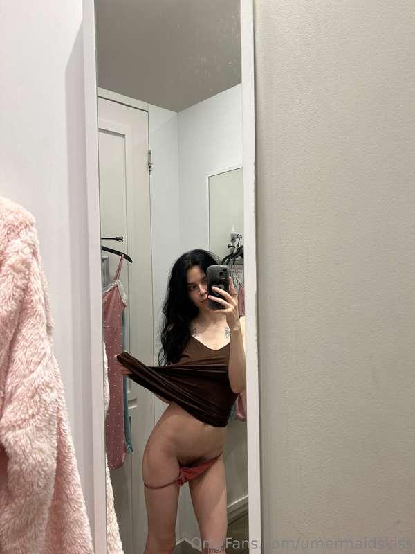 Caught in the dressing room, trying something new... Care to..