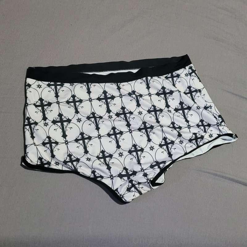WORN ITEM FOR SALE Cross PantiesL boyshort panties in black ..