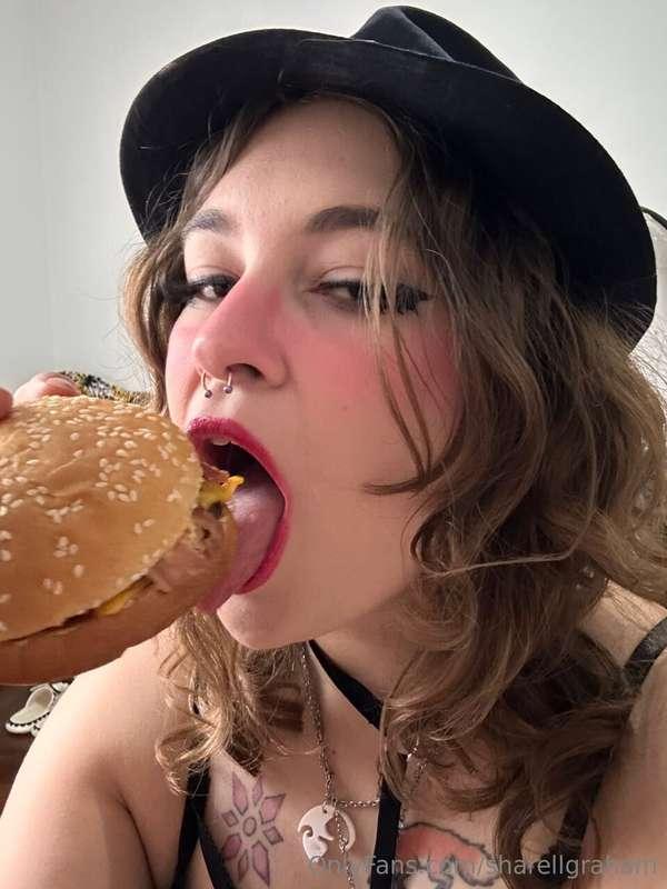 Messy hair and a cheeseburger bigger than my hands… tell me,..