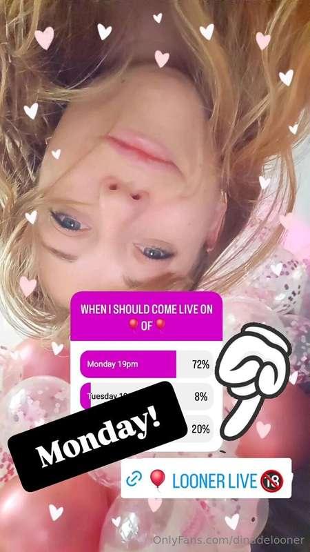 Montag um 19 Uhr wieder Live!https://onlyfans.com/dinademona