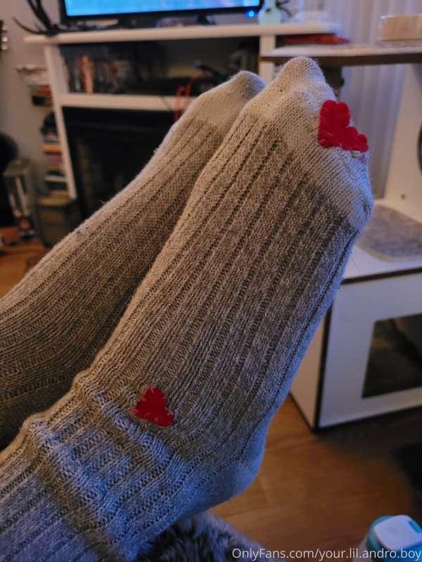 My love had holes in her socks so I patched them for her tod..