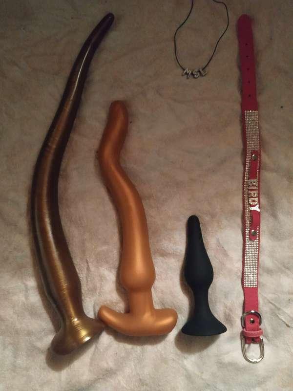 The snakes  So far, the largest butt plug, the 1.6 inch wide..