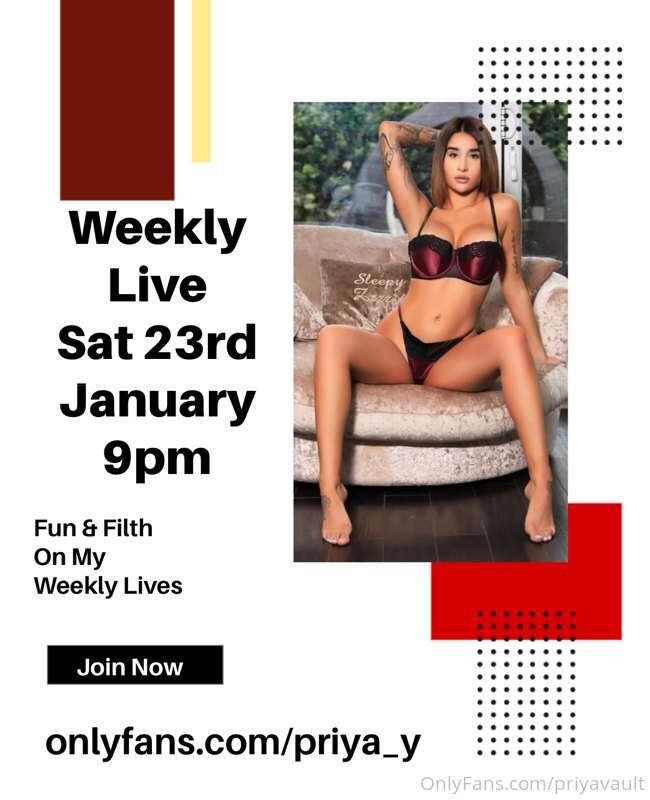 Hey guys. I’m loving the weekly lives & there’s only been 2 ..
