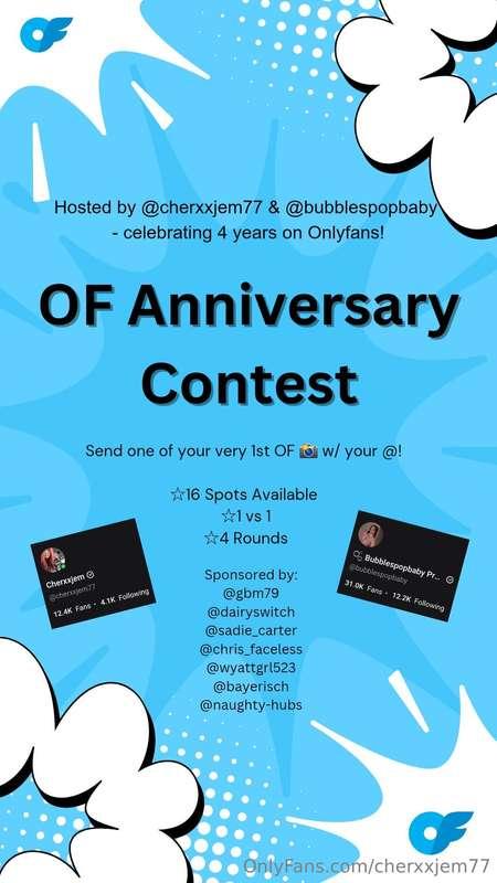 OF Anniversary Contest •Send one of your very 1st OF 📸 w/ yo..