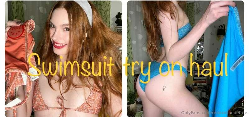 12 min swimsuit try on haul, also available at @redxxxsuede ..