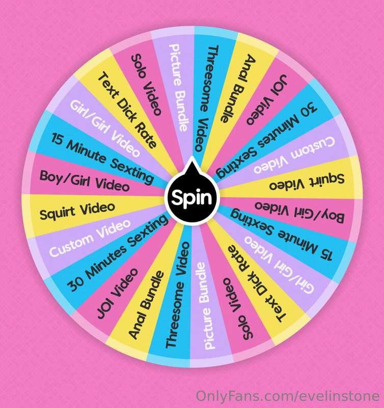 Spin the wheel! Win a custom or tons of other goodies! 1 spi..
