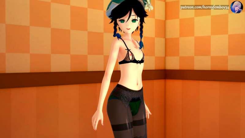 Photoset - FUTA Jean ejaculate on Venti pantyhose (Genshin Impact)