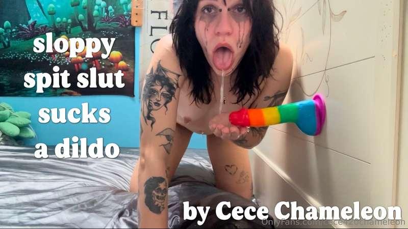 sloppy spit slut sucks a dildomy spit kink was recently real..
