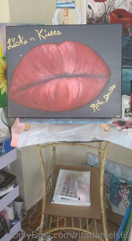 So my painting today.  I painted my lips.  For Sale 16x20, a..