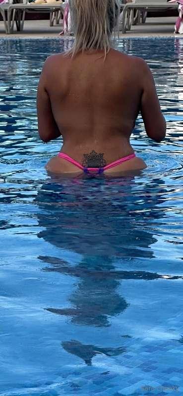 Who doesn’t love being topless at the pool?!!