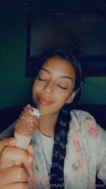 My lil high self was so happy to steal one of my kids ice cr..