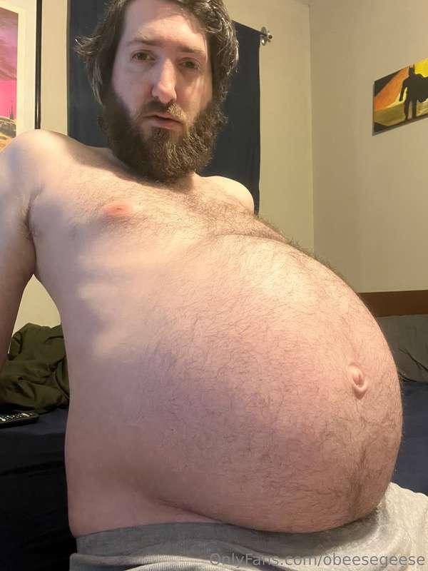 Feeling round after a big lunch.