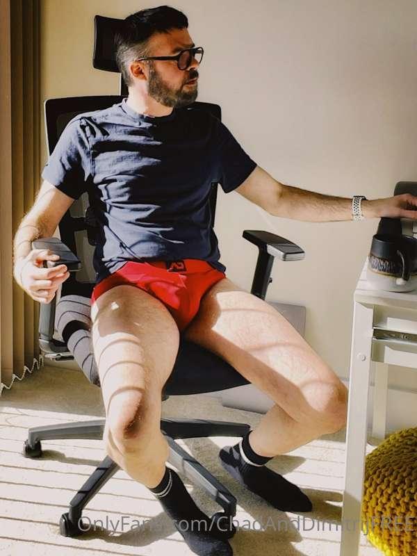warmer sunnier days mean working from home in my underwear 👀