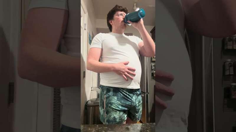 Post workout boosts in a tight Large shirt