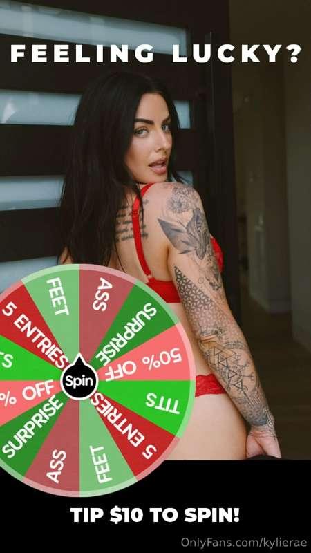 Feeling lucky?! Tip $10 to spin!! 
EACH SPIN AUTOMATICALLY G..