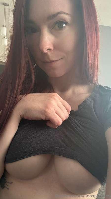 Hopefully a quick selfie with some underboob helps make your..