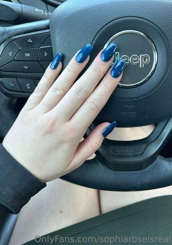 Nails painted blue. If I missed taking photos of your gift a..