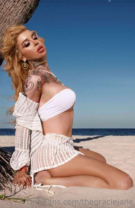 Wind kept blowing my top up and I swear the lifeguard saw to..