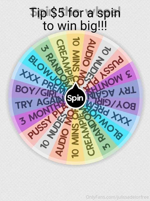 Tip $5 for a spin!!😈
Are you ready to test your luck? 
💥 Eve..