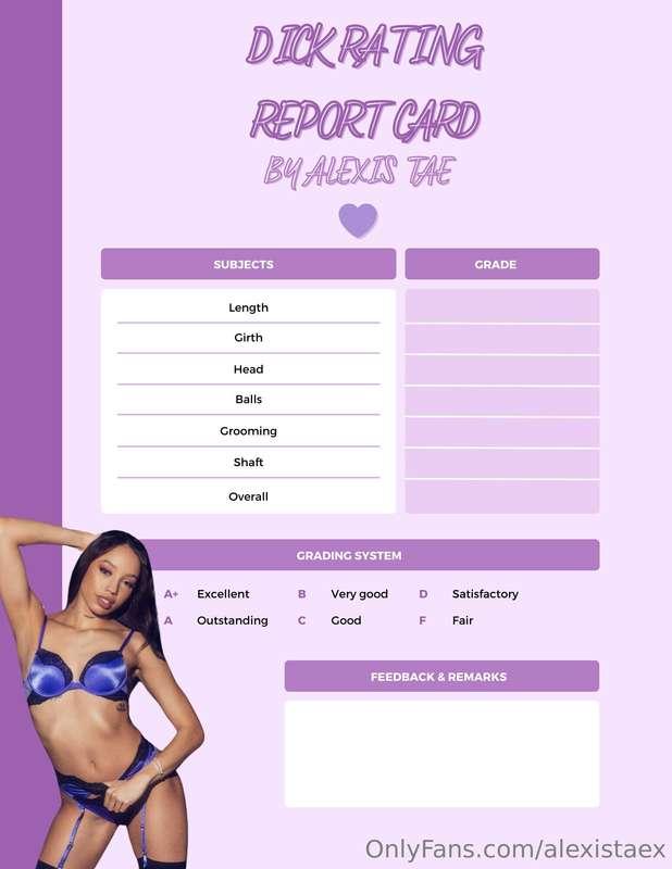 𝐃𝐈𝐂𝐊 𝐑𝐀𝐓𝐈𝐍𝐆 𝐑𝐄𝐏𝐎𝐑𝐓 𝐂𝐀𝐑𝐃 🍆💜
Tip $10 below to get your persona..
