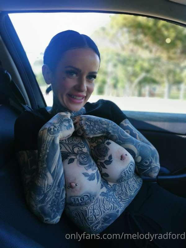 Topless in the car