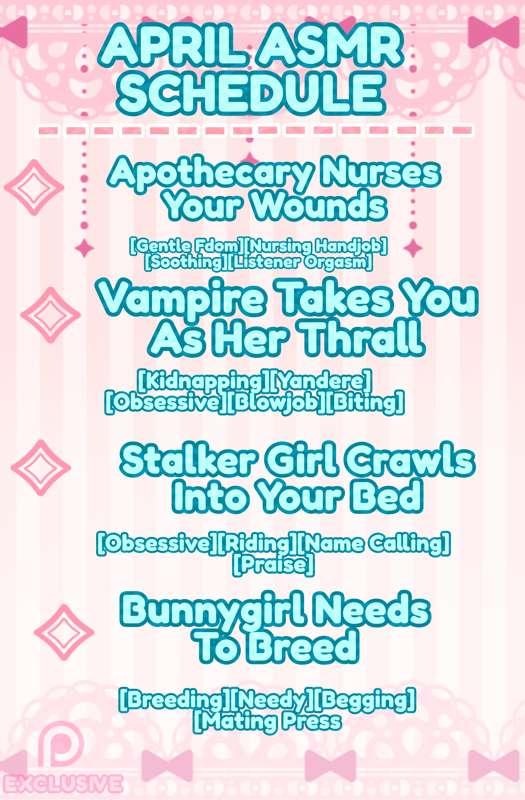 April ASMR Schedule