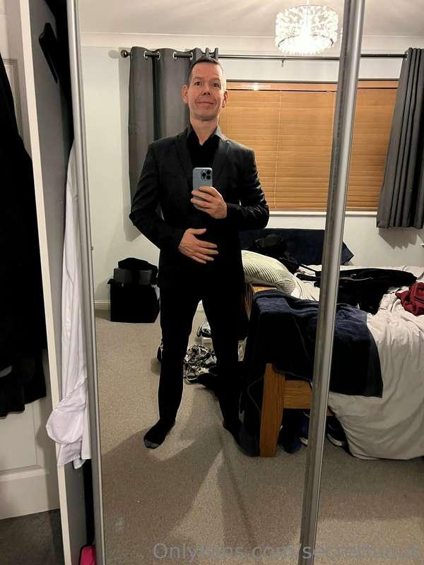 Trying on my suit for the Xmas party.