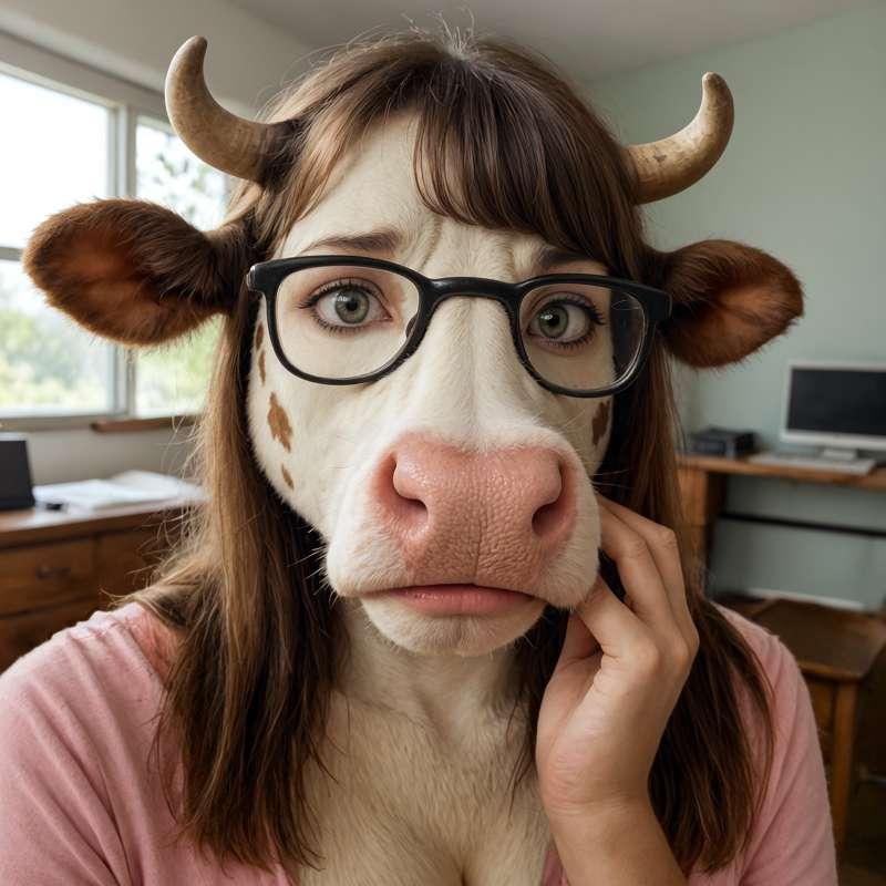 Worried Girl w/ Glasses - Cow TF