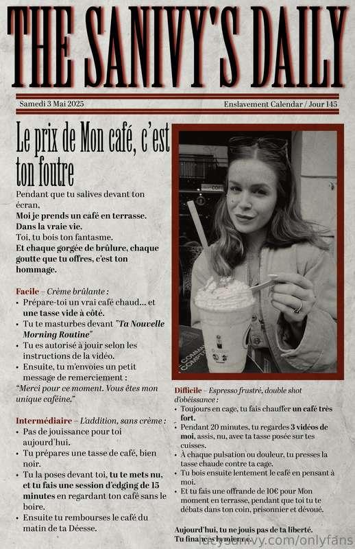 The Sanivy’s Daily - Day 145 📝🇫🇷 Le prix de Mon café, c’est ..