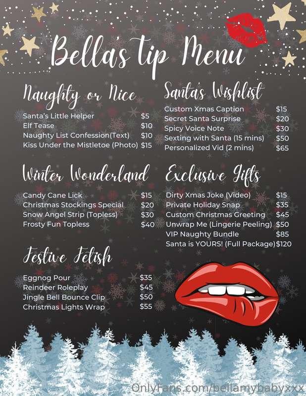 You dont wanna miss my holiday menu babe! 🖤🎄