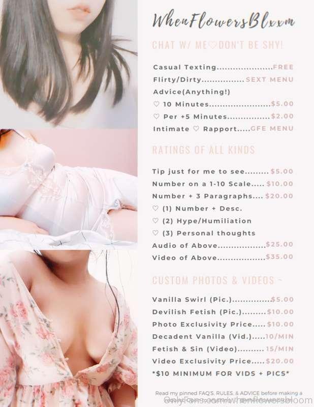 TIP MENU!
.
Just created my new and improved tip menu(s) tod..