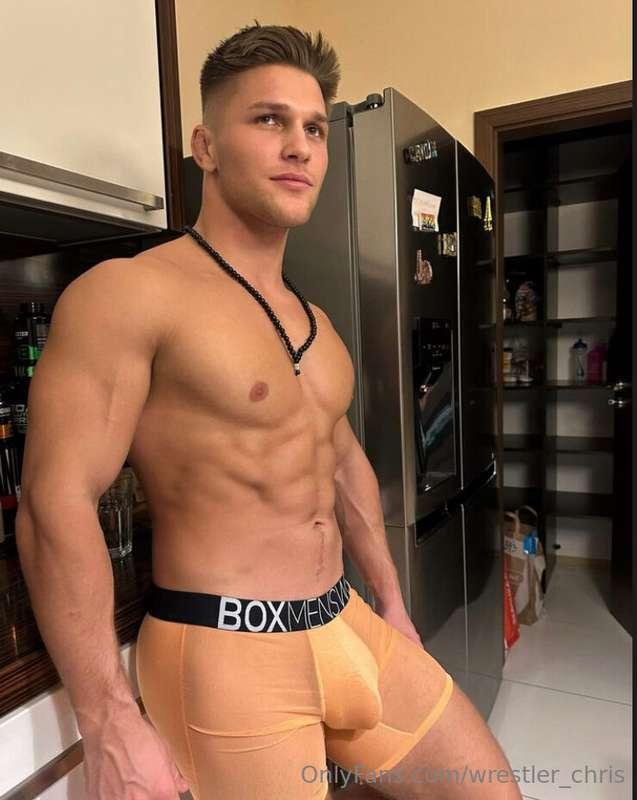 Just boxers on… and they’re not hiding much. Think you can h..