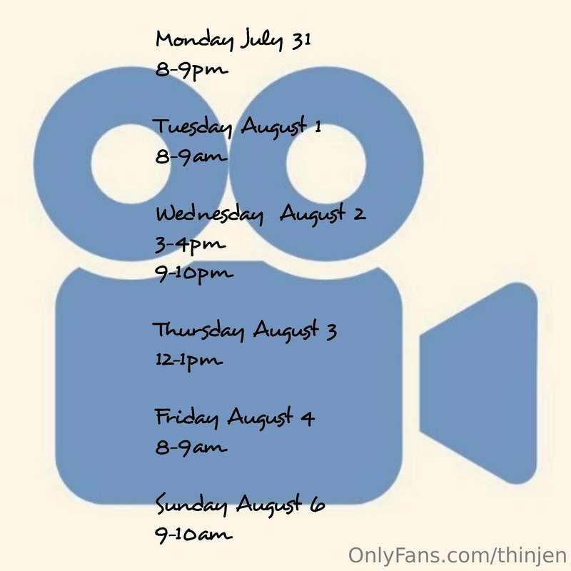 Schedule for the week! 
*All vidoechats must be paid and sch..