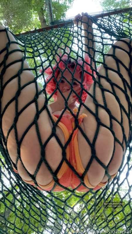 I took a little trip with some friends and I snuck out to take these secret naughty photos for you! I was so nervous I was gonna get caught, the thrill made me so wet. 💦 
Make sure to watch the videos at the end of me humping and touching myself in the hammock just for you. Hope this can stay our little secret.😉🤫
#fyp #free #egirl #petite #boobs #cute #bikini #outdoor #smalltits #booty #cute #public
