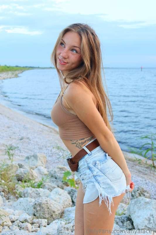 Sandy toes, salty breeze, and these jean shorts hugging me j..