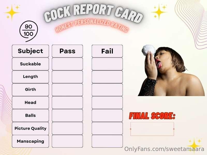 ***PERSONALIZED DICK REPORT***

Send me 3 or 4 photos of you..