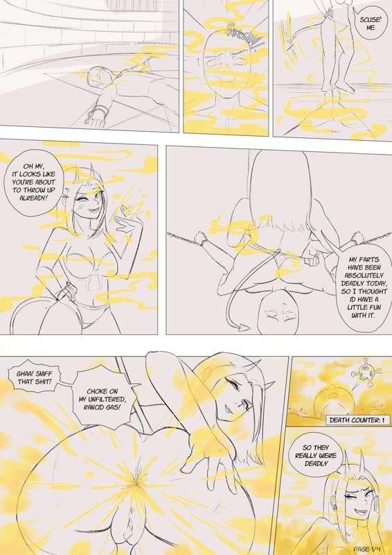 Request for comic sketch: Demon girl Lillia's gassy punishment
