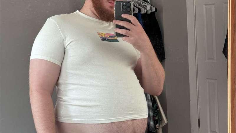 tight shirt and big breakfast