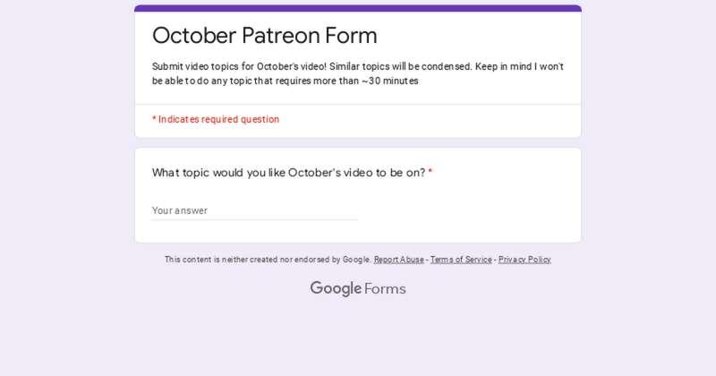 November Patreon Topic Submission
