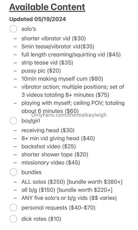 Updated available content list!!!